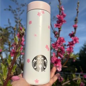 Starbucks White & Pink Sakura Blossom Stainless Tumbler